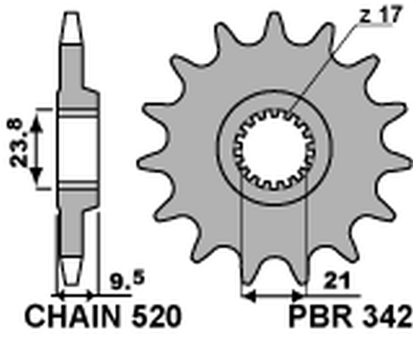 PBR řetězové kolo přední 342 13 HONDA CR 250 88-07, CRF 450R/X 02-25, CRF 250R 22-25 (JTF284.13) (řetěz 520) (34213JT) (MADE IN ITALY)
